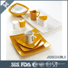 High end wholesale price porcelain white and orange ceramic tableware